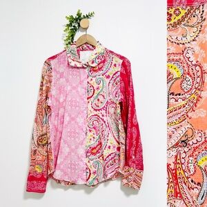 Cino 100% Cotton Colorful Floral Button Down Shirt